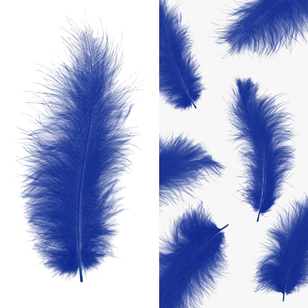 Перья, Премиум, Синий, 12-15 см, 30 шт.