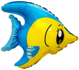 Шар с клапаном (13''/33 см) Мини-фигура, Тропическая рыбка, 5 шт. в уп. (цв.этик.)