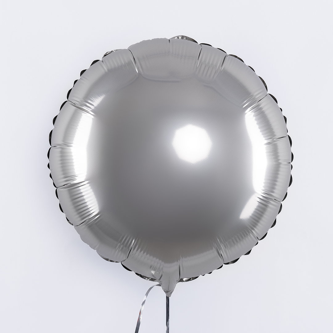 Шар (18''/46 см) Круг, Стальной серый, Сатин, 1 шт.