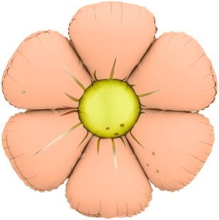 Шар (25''/64 см) Цветок, Ромашка (надув воздухом), Персиковый, Сатин, 1 шт.