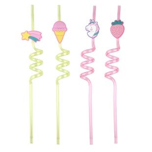 Трубочки для коктейлей (пластик), Нежный микс, Ассорти, 4 шт. в упак. 