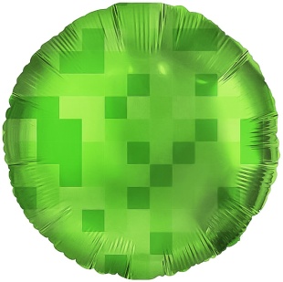Шар (18''/46 см) Круг, Пиксели, Зеленый, 1 шт. в уп. (цв.этик.)