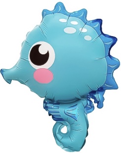 Шар с клапаном (16''/41 см) Мини-фигура, Морской конек, 5 шт. в уп. (цв.этик.)