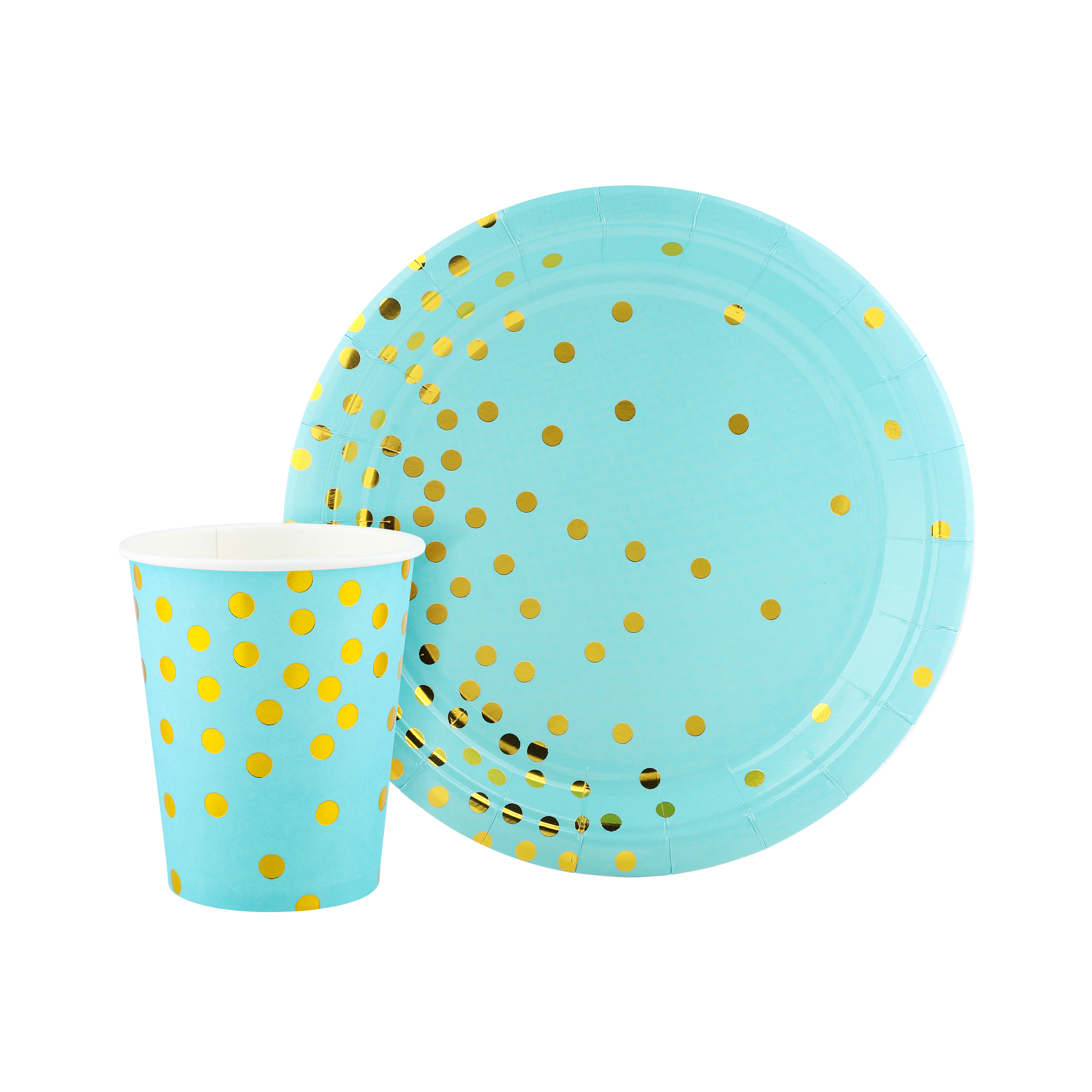 Стаканы (250 мл) Конфетти, Голубой/Золото, Металлик, 6 шт.