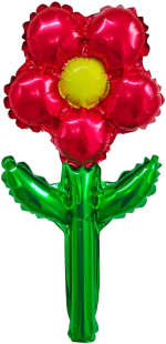 Шар с клапаном (17''/43 см) Мини-цветок, Красный, 5 шт. в уп. (цв.этик.)