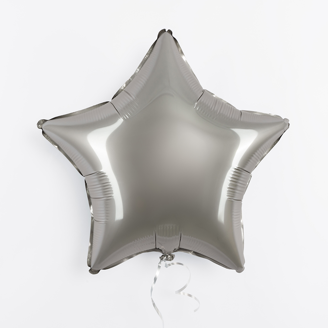 Шар (18''/46 см) Звезда, Лунное Серебро, Матовый, 1 шт.