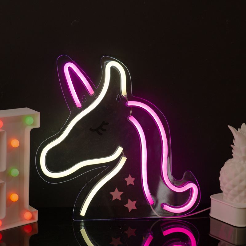 Световая фигура Единорог, 33*33 см. Розовый/Белый, 1 шт.