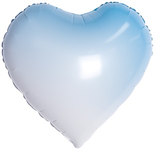 Шар (18''/46 см) Сердце, Белый/Голубой, Градиент, 1 шт.