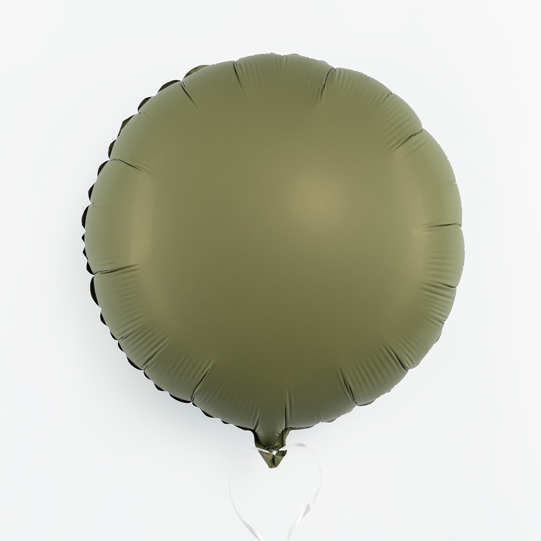 Шар (18''/46 см) Круг, Оливковый, Матовый, 1 шт.