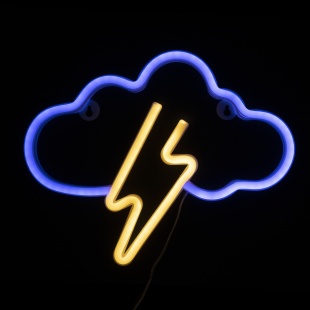Световая фигура Облако с молнией, 23*30 см. Синий/Теплый белый, 1 шт.