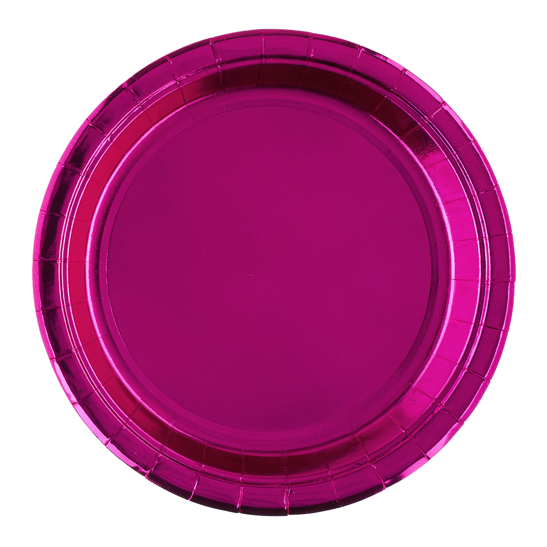 Тарелки (9''/23 см) Фуксия, Металлик, 6 шт.
