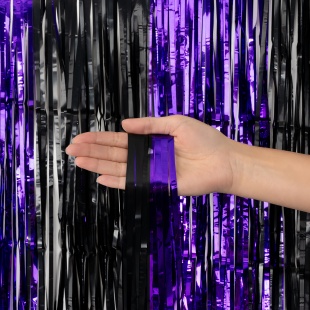 Занавес Дождик Черный/Фиолетовый, Металлик, 100*200 см, 1 шт.