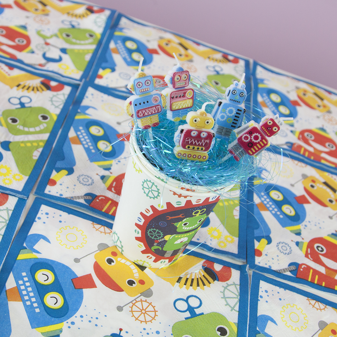 Набор свечей Фигура, Роботы, 7 см, 5 шт. с держат.