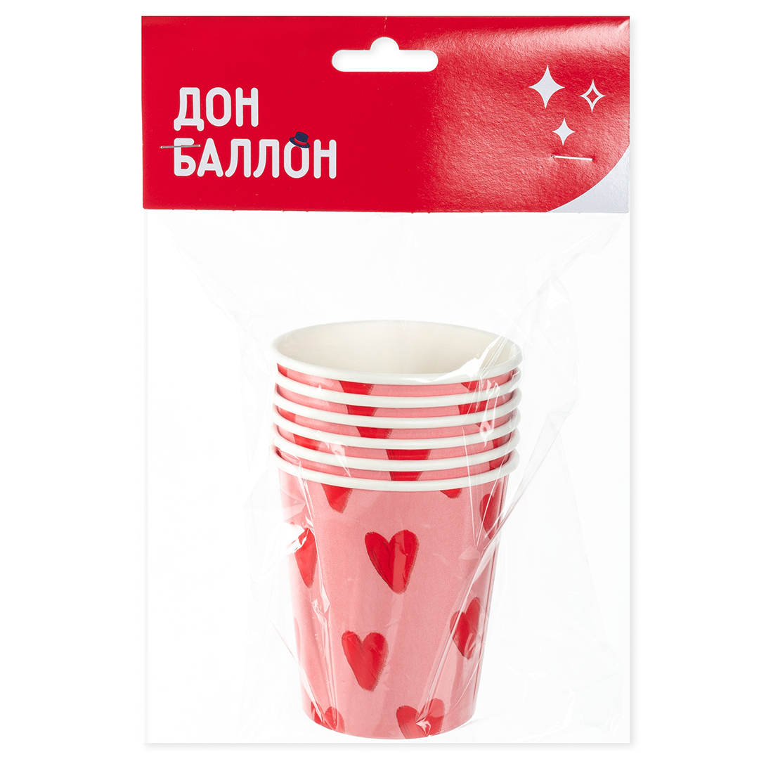 Стаканы (250 мл) Сердечки, 6 шт.