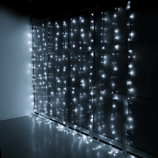 Светодиодная гирлянда, Занавес 300 Led, 8 режимов, IP14, 3*3 м. Белый, 1 шт.