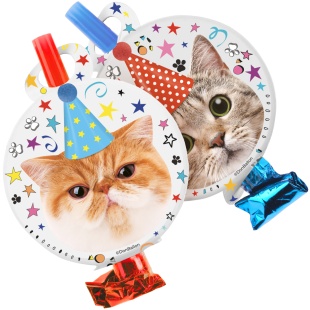 Карнавальные язычки гудки, Котики, 11 см, 6 шт. в упак. 