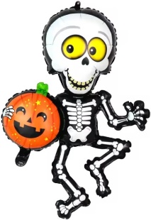 Шар (34''/86 см) Фигура, Скелет с тыквой (надув воздухом), 1 шт.