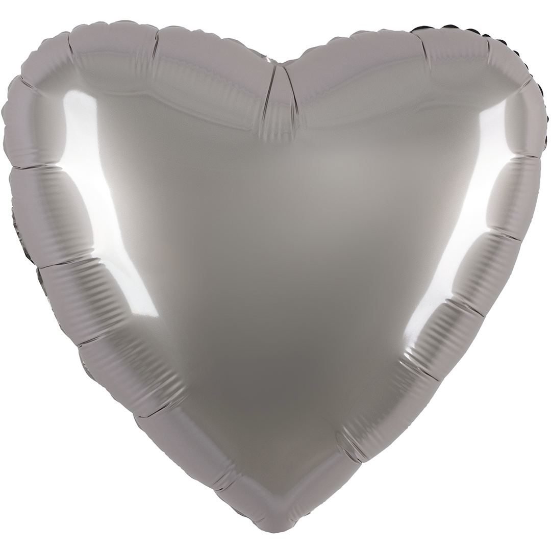 Шар (18''/46 см) Сердце, Лунное Серебро, Матовый, 1 шт.