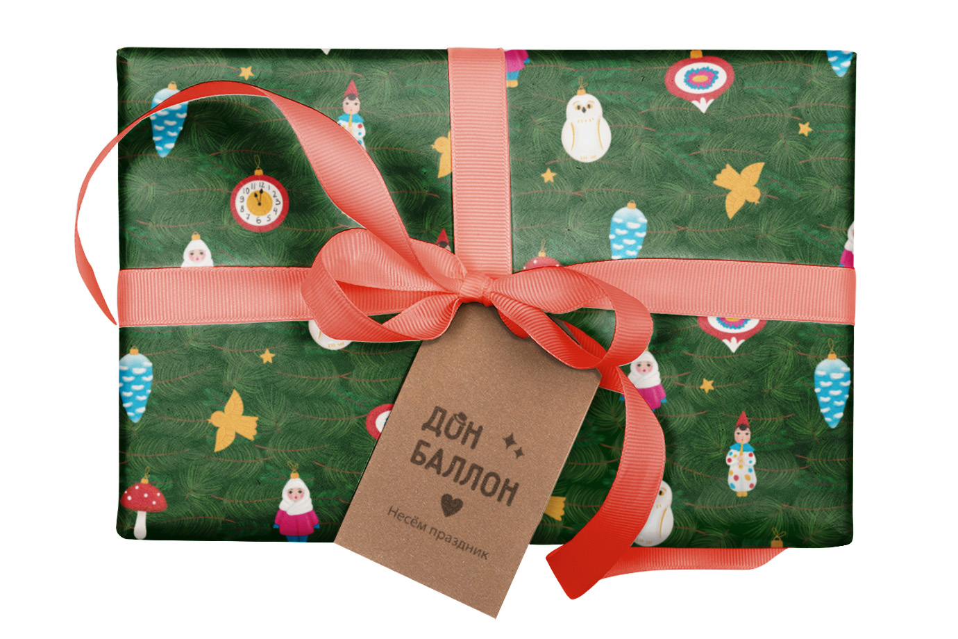 Упаковочная бумага 80гр (0,7*1 м) Еловые ветки, 1 шт.