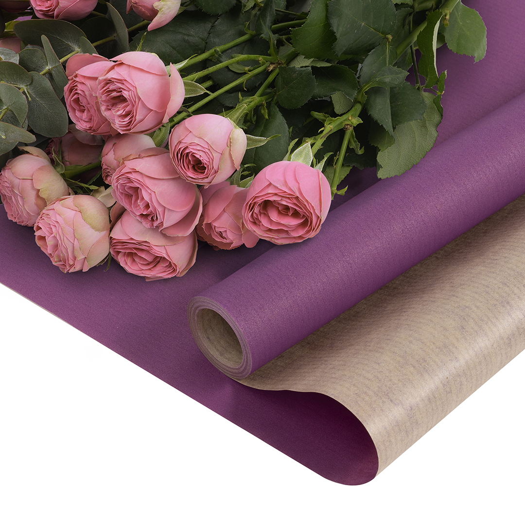 Упаковочная бумага, Крафт 40гр (0,68*10 м) Сиреневый, 1 шт.