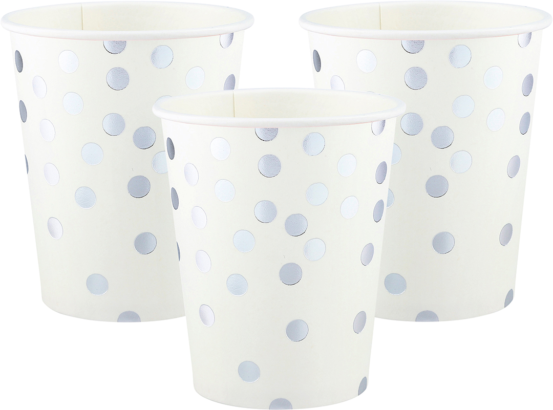 Стаканы (250 мл) Конфетти, Белый/Серебро, Металлик, 6 шт.