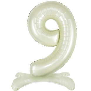 Шар (32''/81 см) Цифра на подставке, 9, Белый песок, 1 шт. в уп.