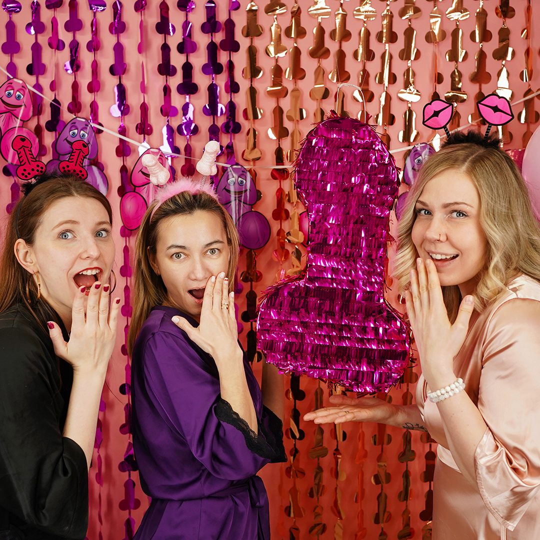 Занавес Дождик на Девичник, Фуксия, Металлик, 100*200 см, 1 шт.