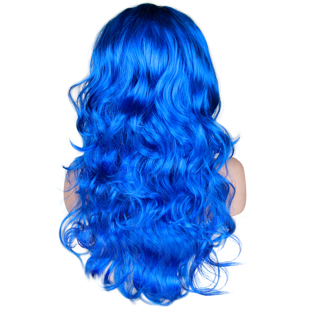 Парик карнавальный, 160 гр, Локоны, Синий, 1 шт. в упак. 