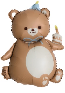 Шар (39''/99 см) Фигура, Мишка с кексиком, Коричневый, Сатин, 1 шт. в уп.