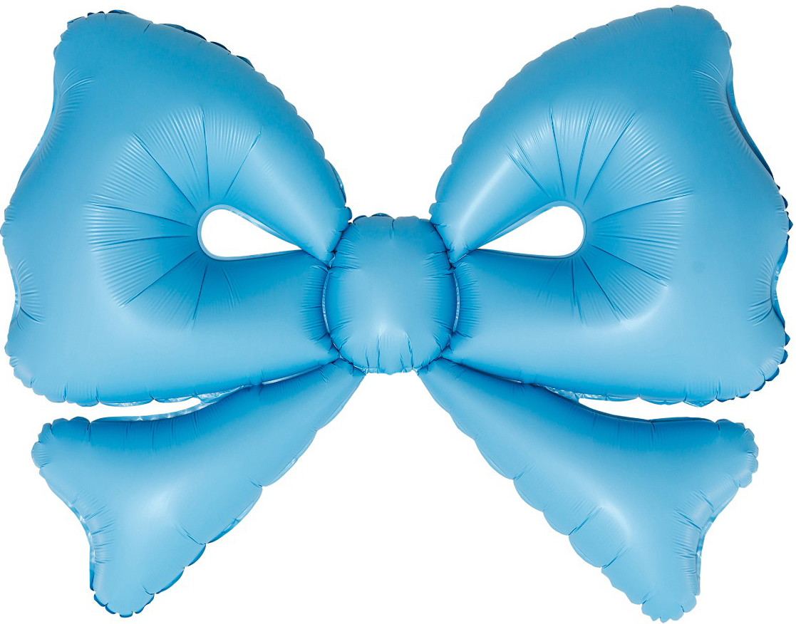 Шар (50''/127 см) Фигура, Бант, Голубой, Сатин, 1 шт.