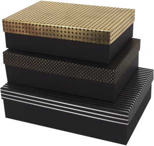 Набор коробок Мужская классика, Черный, Металлик, 33*23,5*9 см, 3 шт. в упак. 