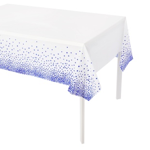 Скатерть одноразовая, Конфетти, Белый/Синий, 137*274 см, 1 шт.