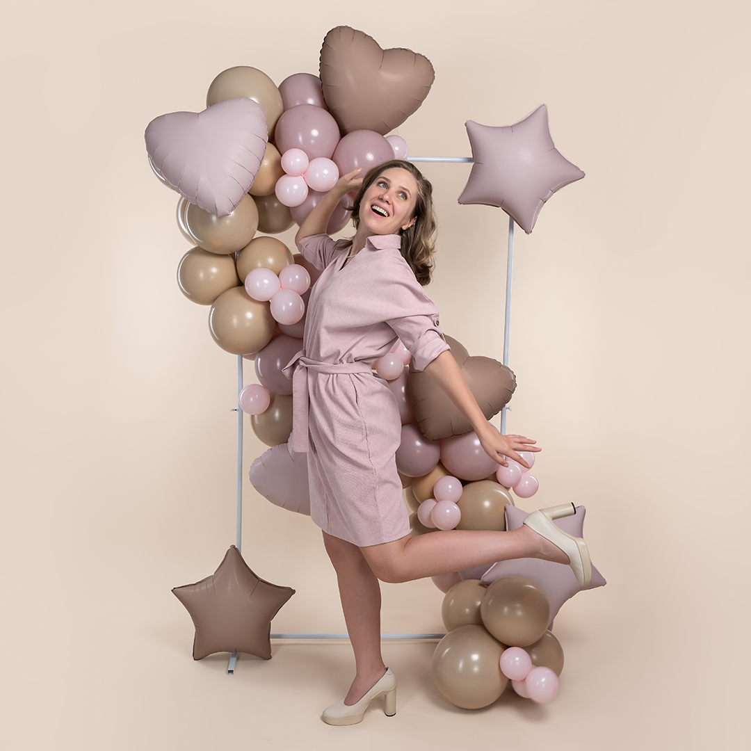 Шар (18''/46 см) Звезда, Пыльная роза, Сатин, 1 шт.