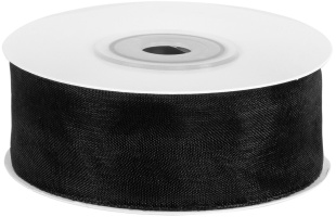 Лента органза (2,5 см*22,85 м) Черный, 1 шт.