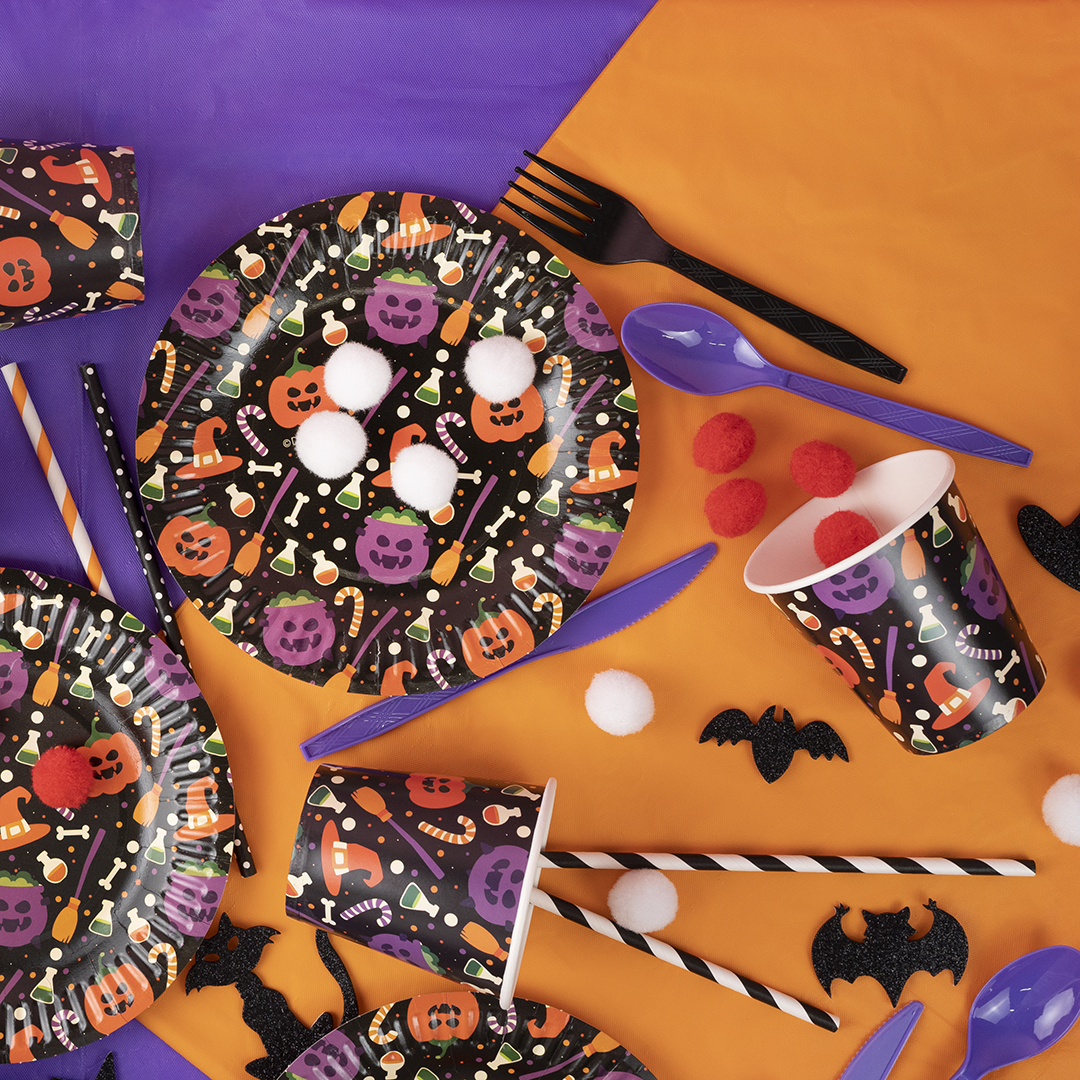 Тарелки (7''/18 см) Яркий Хэллоуин, 6 шт.