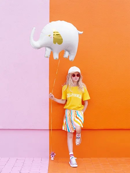 Шар (33''/84 см) Фигура, Слоник, Белый, 1 шт. в уп.