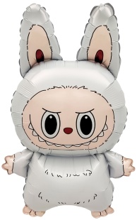 Шар (27''/69 см) Фигура, Плюшевый эльф (надув воздухом), Белый, 1 шт.