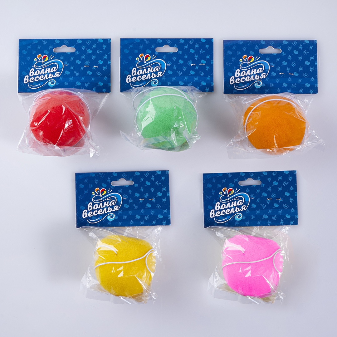 Нос клоуна, на резинке, Желтый, 1 шт. 