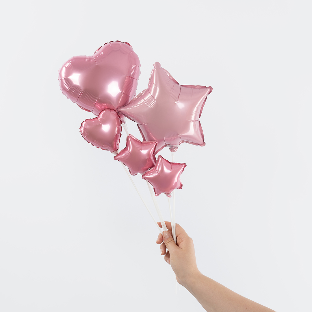 Шар с клапаном (5''/13 см) Микро-звезда, Розовый, 1 шт.