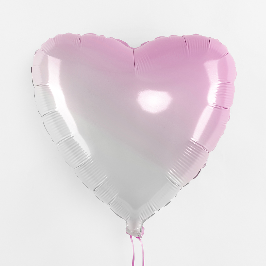 Шар (18''/46 см) Сердце, Розовый, Градиент, 1 шт.