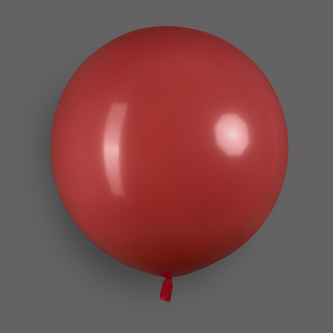 Шар (24''/61 см), Красный, пастель, 3 шт.
