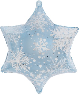 Шар (19''/48 см) Фигура, Снежинка, Морозные искры, Голубой/Серебро, 1 шт. в уп.