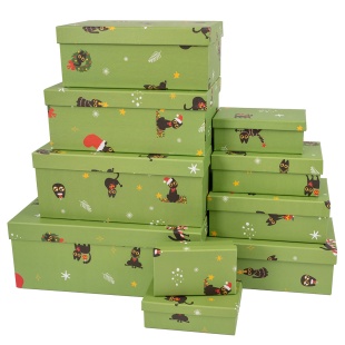 Набор коробок Новый Год и классный кот, 33*20*13 см, 10 шт. в упак. 