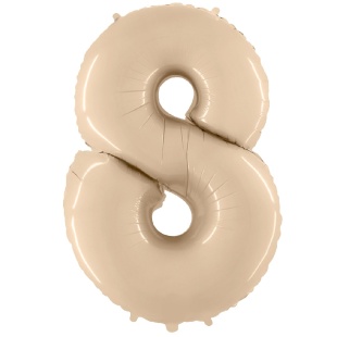 Шар (40''/102 см) Цифра, 8, Кремовый, 1 шт. в уп.