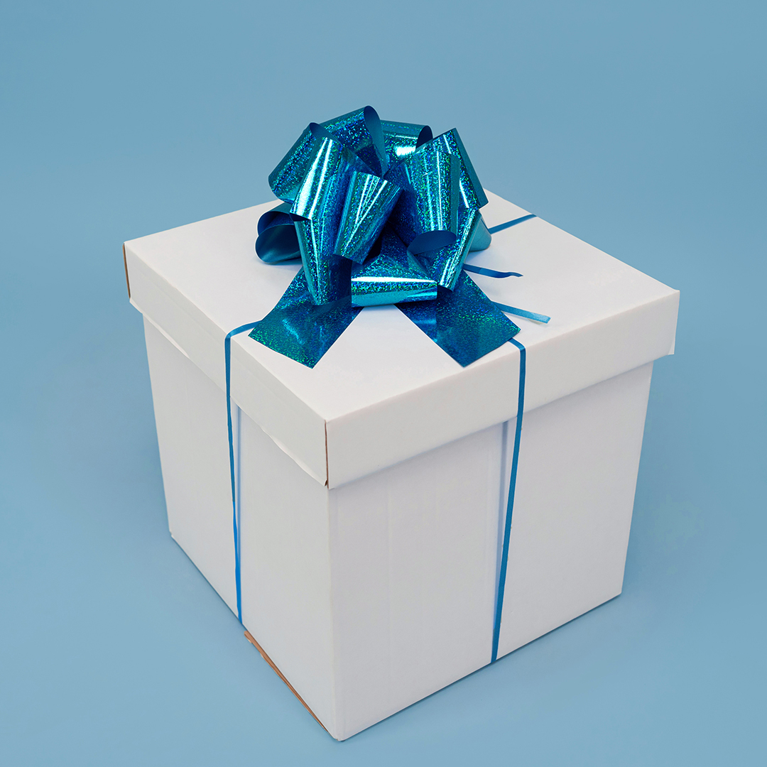 Бант Шар, Голубой, Голография, 21 см, 1 шт. в упак. 