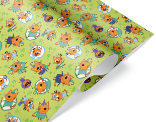 Упаковочная бумага 105гр (0,7*1 м) Три Кота, Коржик и Компот, 10 шт.