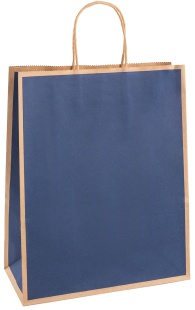 Пакет подарочный, Крафт 120гр, Стильный кант, Дизайн №3, Темно-синий, 33*26*12 см, 1 шт.