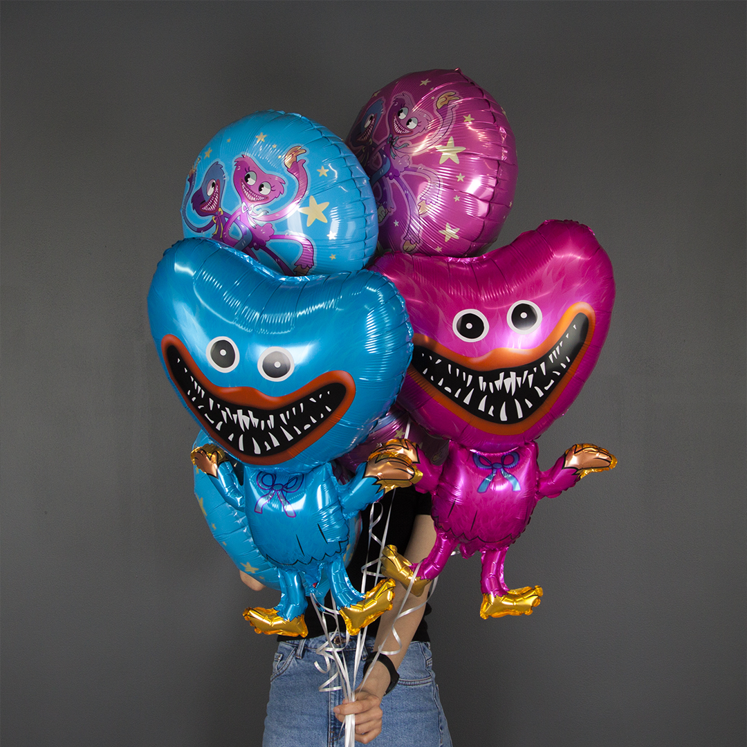 Шар (18''/46 см) Круг, Зубастики, Синий, 1 шт.