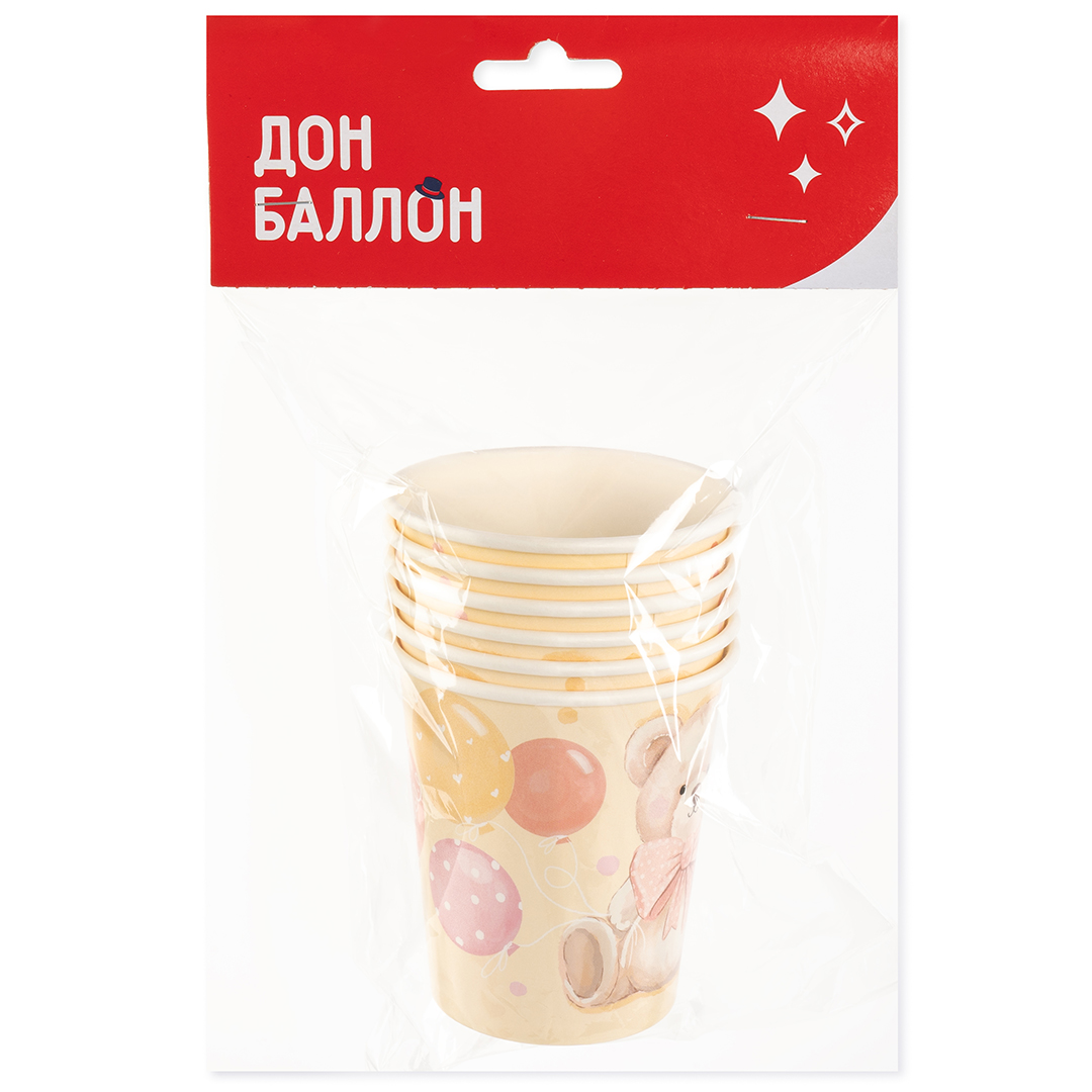 Стаканы (250 мл) Милый мишка, 6 шт.