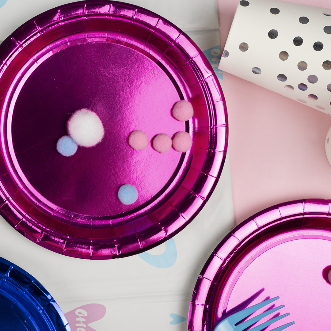 Тарелки (7''/18 см) Фуксия, Металлик, 6 шт.